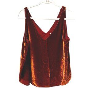 LOFT Womens Autumn/Fall Orange Tank Velvet Sleeveless V Neck Lined Stretch M